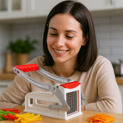 coupe-frites-femme-souriant-l-utilisant