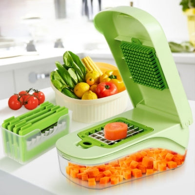 coupe-legume-manuel-vert-recipient-transparent